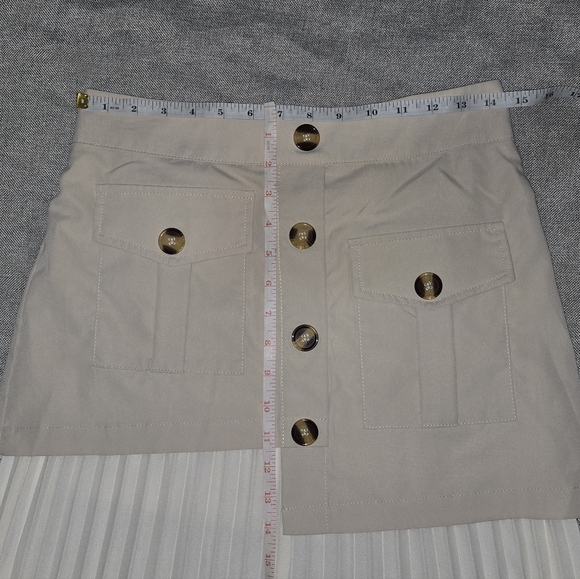 NWT Commense Patchwork Asymmetrical Pleated Midi Skirt Size Medium - Picture 4 of 8